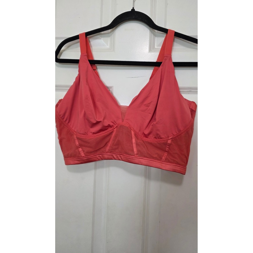 Cosabella Longline Bralette Women L Coral Pink Mesh Zip Back Club Made in Italy